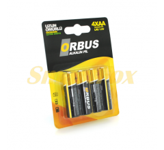 Батарейка щелочная Orbus 1.5V AA/LR06, 4 штуки в блистере, цена за блистер