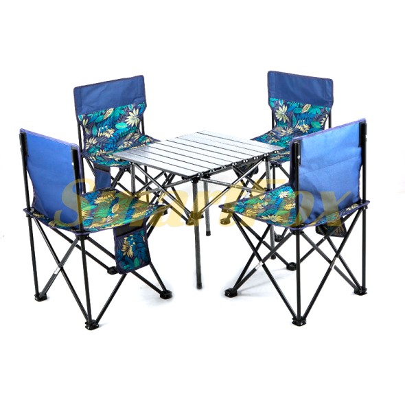Раскладной стол для пикника с 4 стульями, стол-53х53х50см, стул-37х37х30см, алюміній+тканина