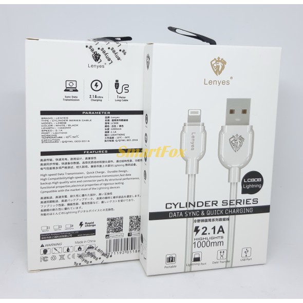 Кабель USB/Lightning LENYES LC808 2.1A (1 м)
