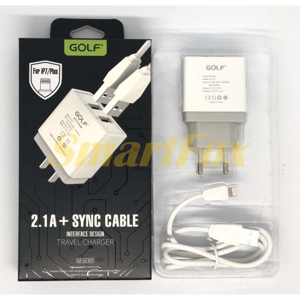СЗУ 2USB GOLF GF-U2 + кабель USB/Lightning