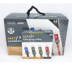 USB кабель JKX-002 3A FAST (1 м) (упаковка 12 штук, цена за УПАКОВКУ) Lightning