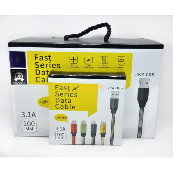 USB кабель JKX-006 3.1A FAST (1 м) (упаковка 12 штук, цена за УПАКОВКУ) Lightning