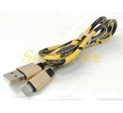 USB кабель в тканевой оплетке цветной соты s-703 Micro