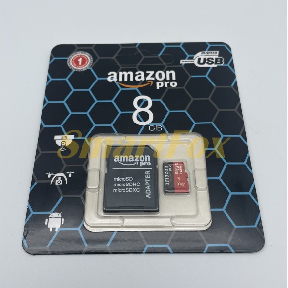 Карта памяти AMAZON PRO 8GB MicroSD class 10 (c адаптером)