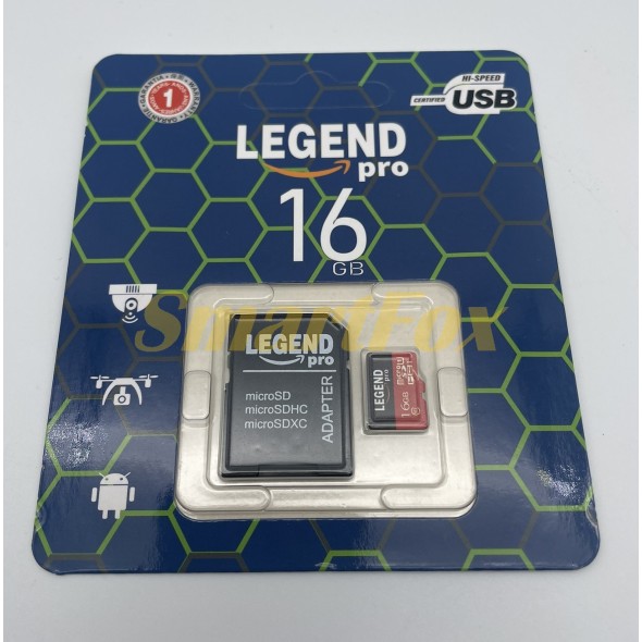 Карта памяти LEGEND PRO 16GB MicroSD class 10 (c адаптером)