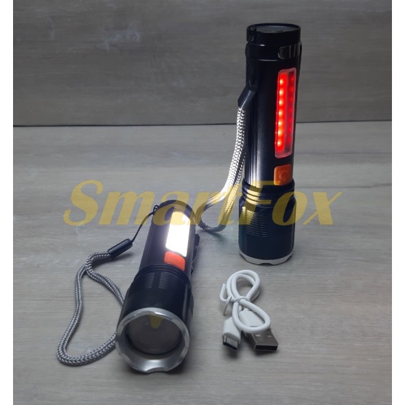 Ліхтар ручний BX-48 P12+COB+Zoom (micro USB) червоний сигнальний