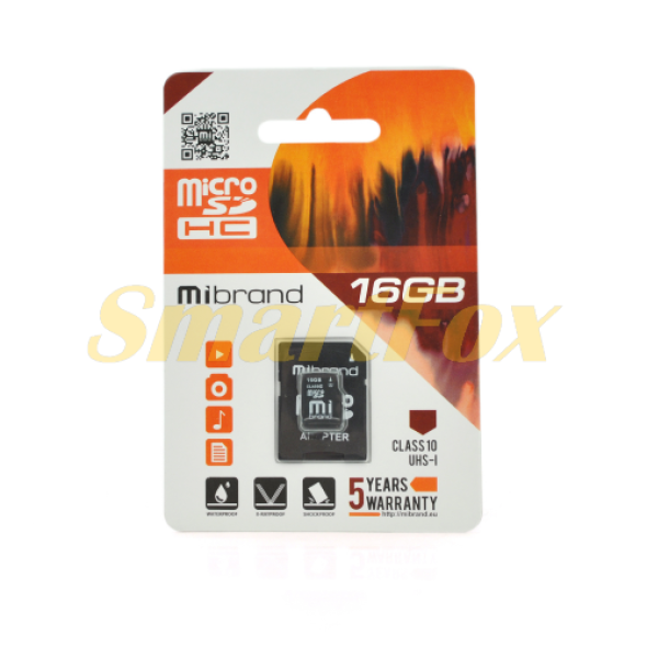 Карта памяти Mibrand microSDHC Class 10 UHS-I, 16GB