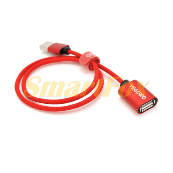 Кабель USB 2.0 AM/AF, VEGGIEG UF2-1, 1,0m, Red