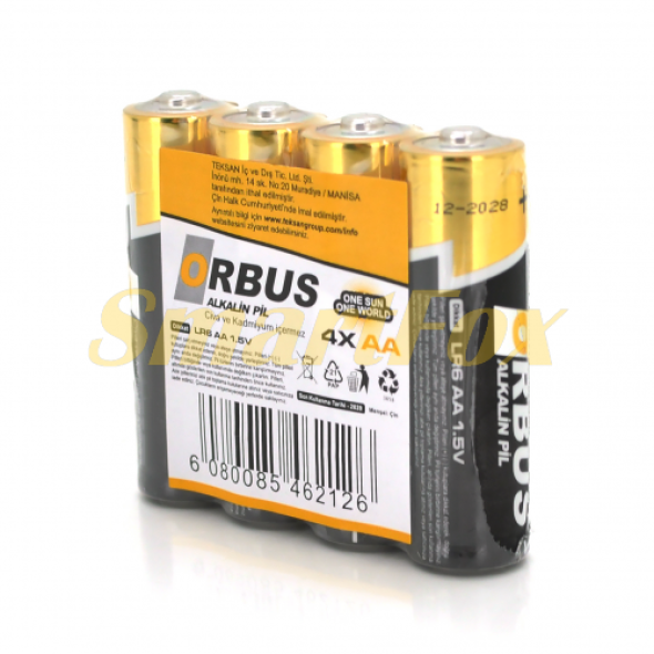Батарейка щелочная Orbus 1.5V AA/LR06, 4 штуки в упаковке, цена за упаковку