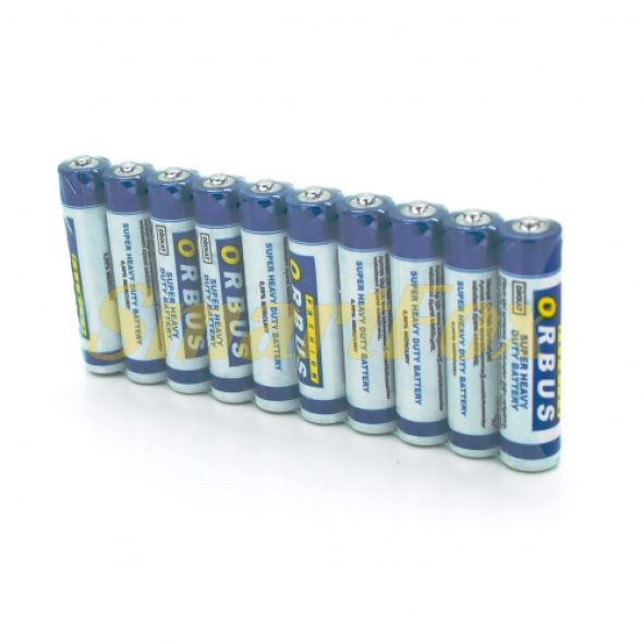 Батарейка солевая Orbus Zinc Carbon 1.5V AAA/LR03, 10 штук в упаковке, цена за упаковку