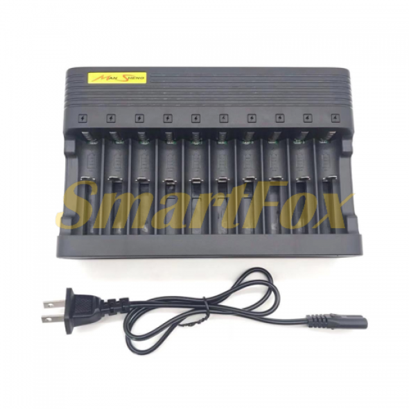 Зарядное устройство для аккумуляторов MS-10810A, 10 слотов LED инд., поддерживает Li-ion, Ni-MH и Ni-Cd AA (R6), ААA (R03), 16340,18650