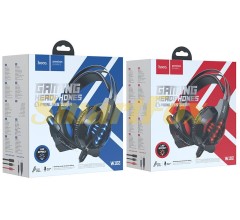 Наушники накладные с микрофоном HOCO W102 Cool tour игровые (Голубой, Красный)
