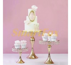 Набір підставок для десертів із кристалами золото (набір з 3-х шт)