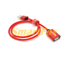 Кабель USB 2.0 AM/AF, VEGGIEG UF2-0.5,  0,5m, Red