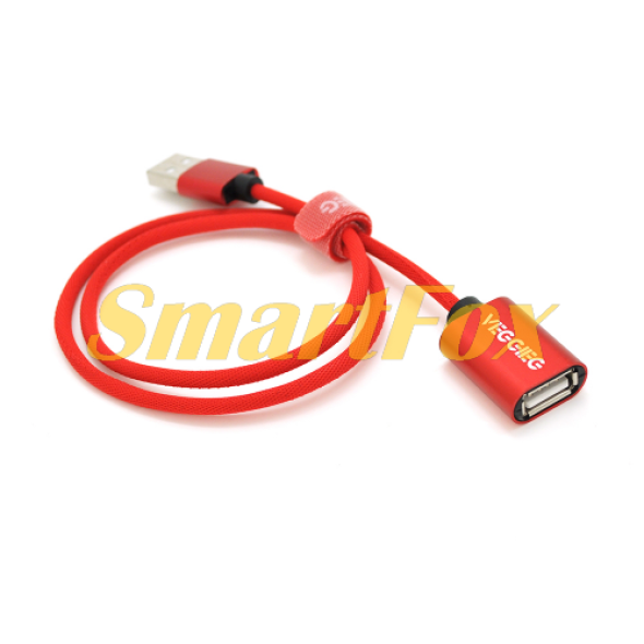 Кабель USB 2.0 AM/AF, VEGGIEG UF2-0.5,  0,5m, Red