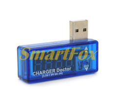 USB тестер Charger Doctor напруги (3-7.5V) та струму (0-2.5A) Blue, загнутий