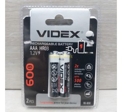 Акумулятор VIDEX Rechargeable R-03 600mAh 1.2V (HR03, size AAA, NiMN) (ціна за 1шт, продаж упаковкою 2 шт.)