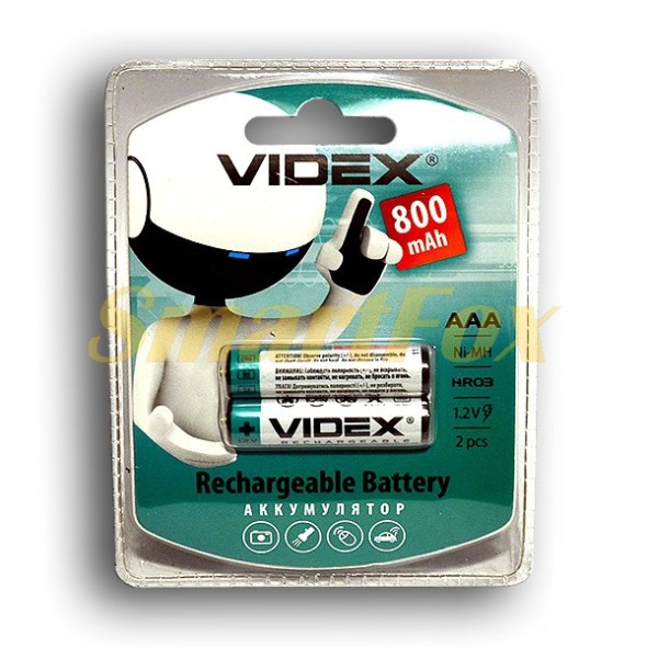 Аккумулятор VIDEX Rechargeable R-03 800mAh 1.2V (HR03,size AAA,NiMN) (цена за 1шт, продажа упаковкой