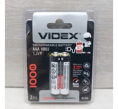 Аккумулятор VIDEX Rechargeable R-03 1000mAh 1.2V (HR03,size AAA,NiMN) (цена за 1шт, продажа упаковкой 2шт)