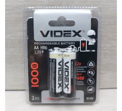 Аккумулятор VIDEX Rechargeable R-6 1000mAh 1.2V (HR6,size AA,NiMN) (цена за 1шт, продажа упаковкой 2 шт.)