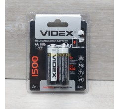 Аккумулятор VIDEX Rechargeable R-6 1500mAh 1.2V (HR6,size AA,NiMN) (цена за 1шт, продажа упаковкой 2 шт.)