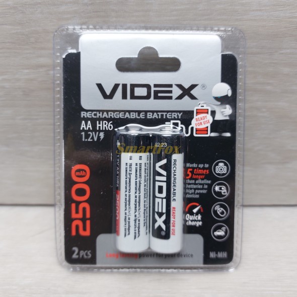 Акумулятор VIDEX Rechargeable R-6 2500mAh 1.2V (HR6, size AA, NiMN) (ціна за 1шт, продаж упаковкою 2 шт.)