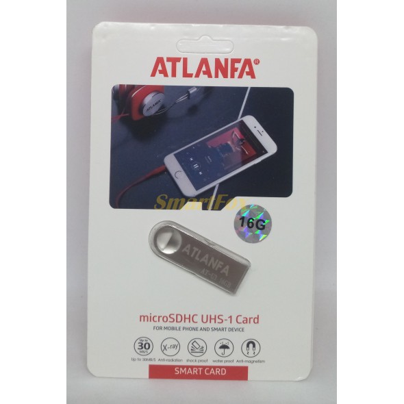 Флеш память USB 2.0 16Gb ATLANFA AT-U3 мини с отверствием  для ключей