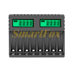 Зарядное устройство для аккумуляторов PUJIMAX, 8 слотов, LED инд., поддерживает Li-ion, Ni-MH и Ni-Cd AA (R6), ААA (R03), AAAA, С (R14), 1,2V 2000mA