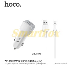 АЗУ 2USB HOCO + кабель USB/Lightning Z23