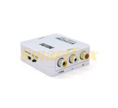Конвертер Mini, AV to HDMI, ВХІД 3RCA(мама) на ВИХІД HDMI(мама), 720P/1080P, White